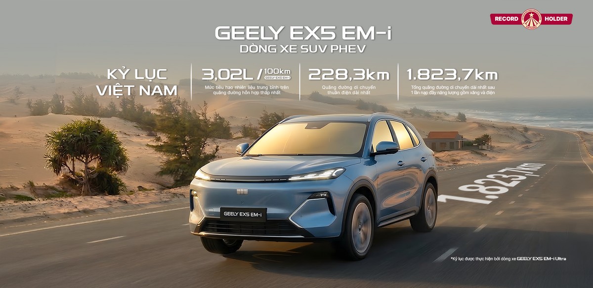 geely ex5 em i lap 3 ky luc tai viet nam Geely EX5 EM-i lập 3 kỷ lục tại Việt Nam